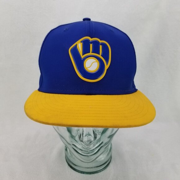 New Era Other - ✅New Era 59FIFTY Milwaukee Brewers Yellow Blue Authentic Baseball Hat Size 6 7/8